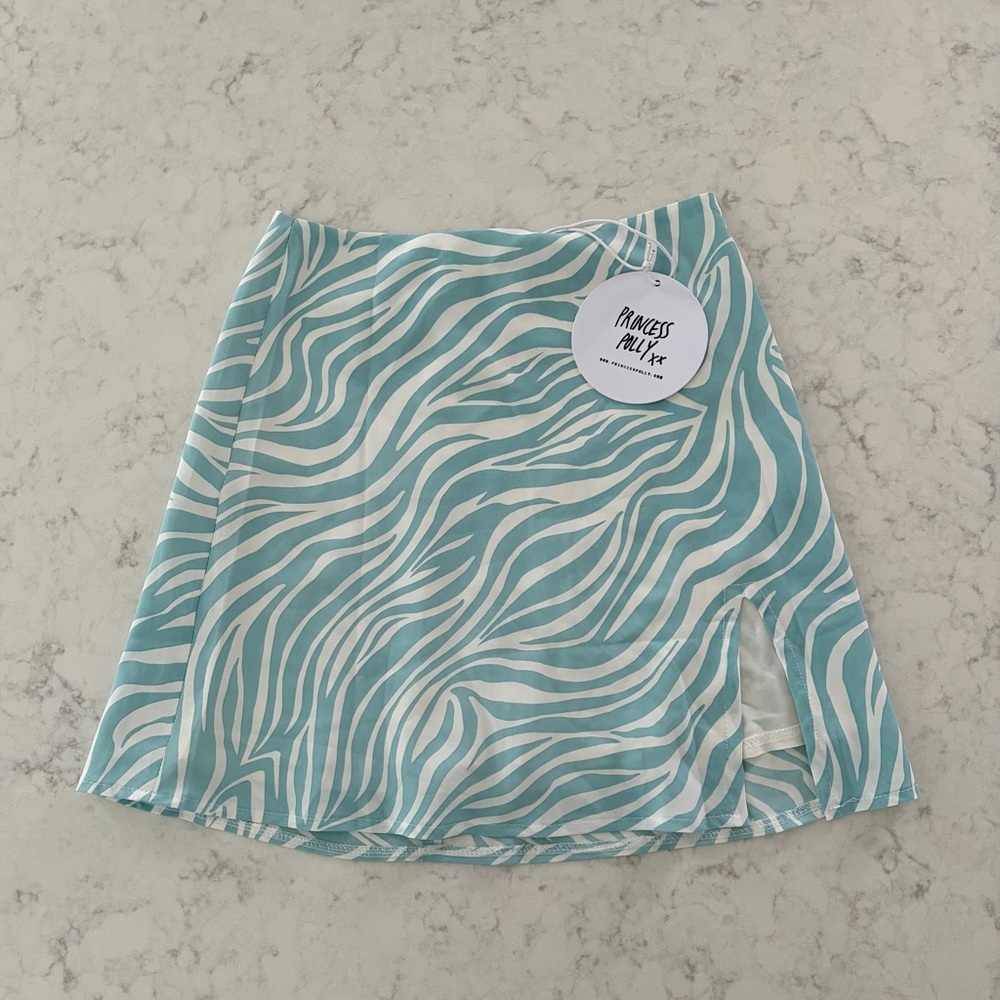 Princess Polly Teal Zebra Mini Skirt